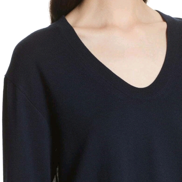 T By Alexander Wang Contrast Hi Low Hem Merino Wool Plaid V-neck Sweater M - Picture 3 of 16